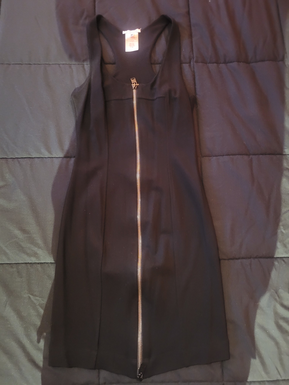 Gianfranco Ferre Black Racerback Front-Zip Mini Dress